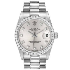 Rolex President Datejust Midsize Platinum Diamond Ladies Watch 68286