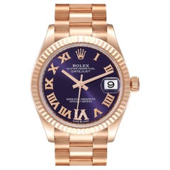 Rolex President Datejust Midsize Rose Gold Diamond Ladies Watch 278275 Box Card