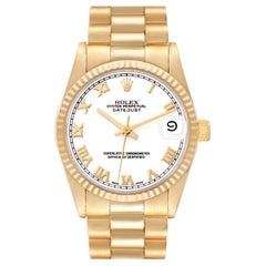 Rolex President Datejust Midsize White Dial Yellow Gold Ladies Watch 68278