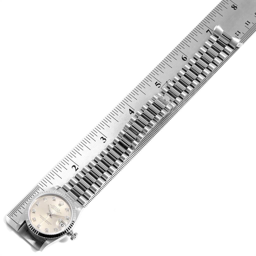 Rolex President Datejust Midsize White Gold Diamond Ladies Watch 68279 6