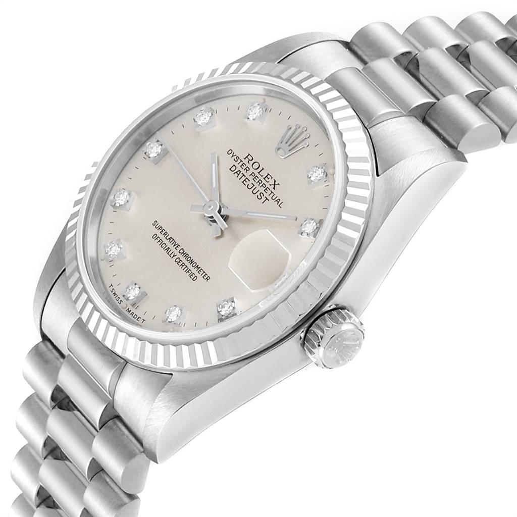 Rolex President Datejust Midsize White Gold Diamond Ladies Watch 68279 1