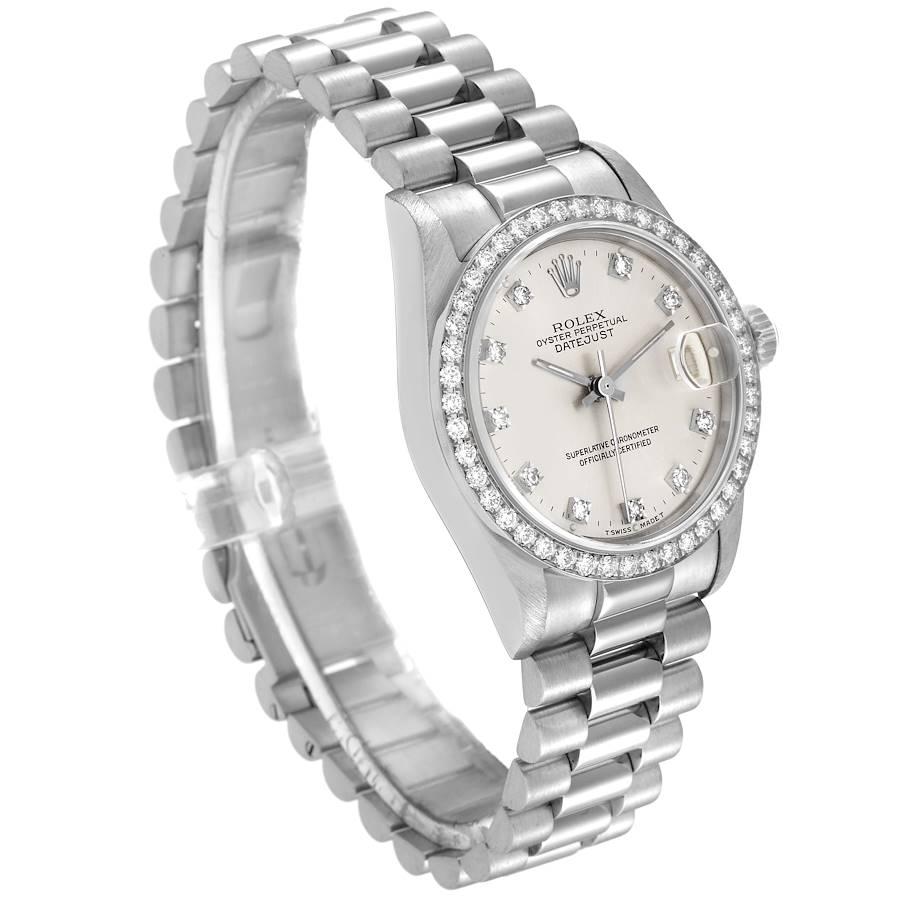 Rolex President Datejust Midsize White Gold Diamond Ladies Watch 68289 In Good Condition In Atlanta, GA
