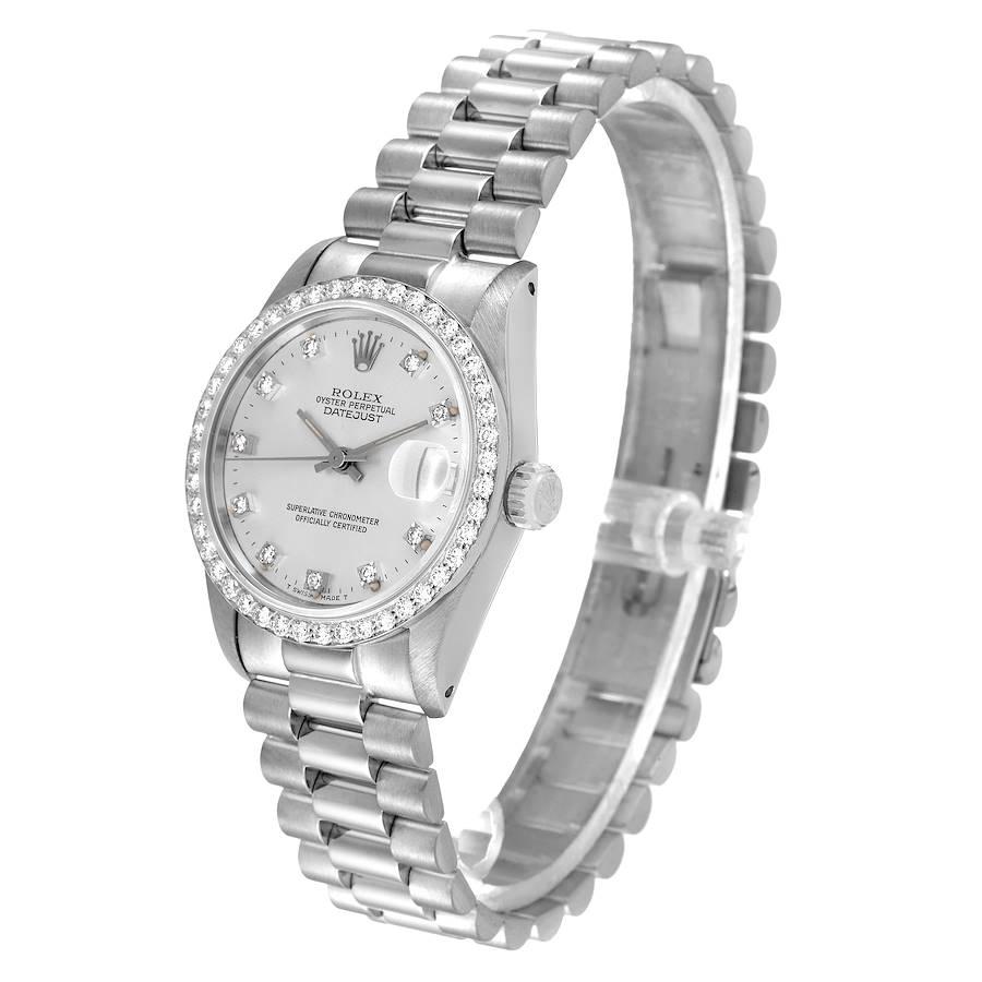Rolex President Datejust Midsize White Gold Diamond Ladies Watch 68289 In Excellent Condition In Atlanta, GA