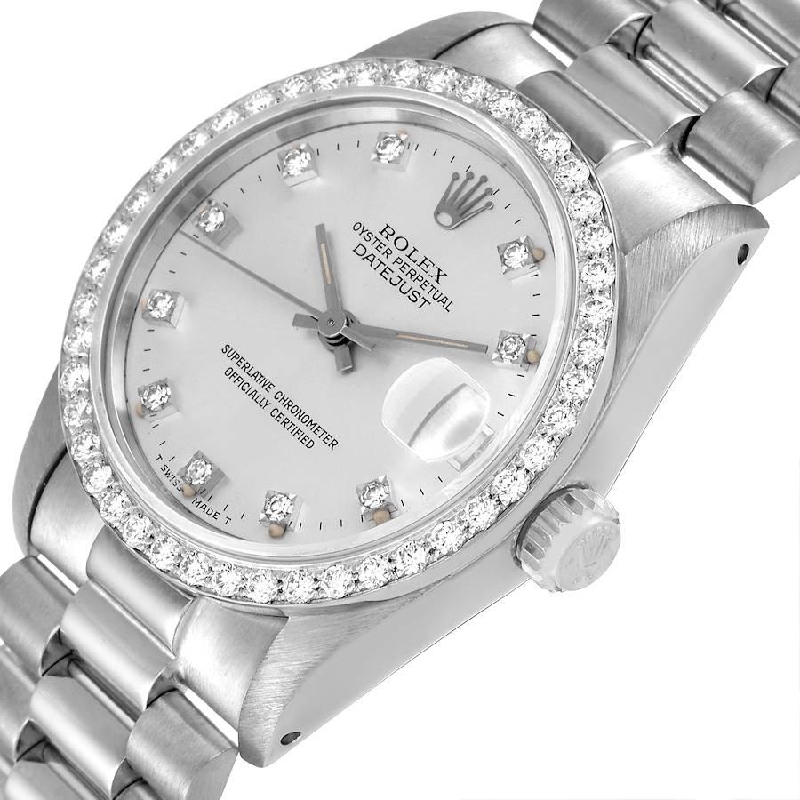 Women's Rolex President Datejust Midsize White Gold Diamond Ladies Watch 68289