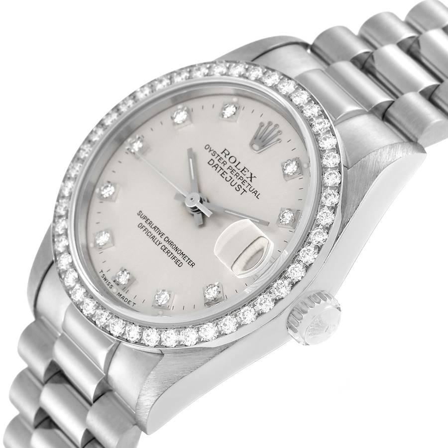 Rolex President Datejust Midsize White Gold Diamond Ladies Watch 68289 1