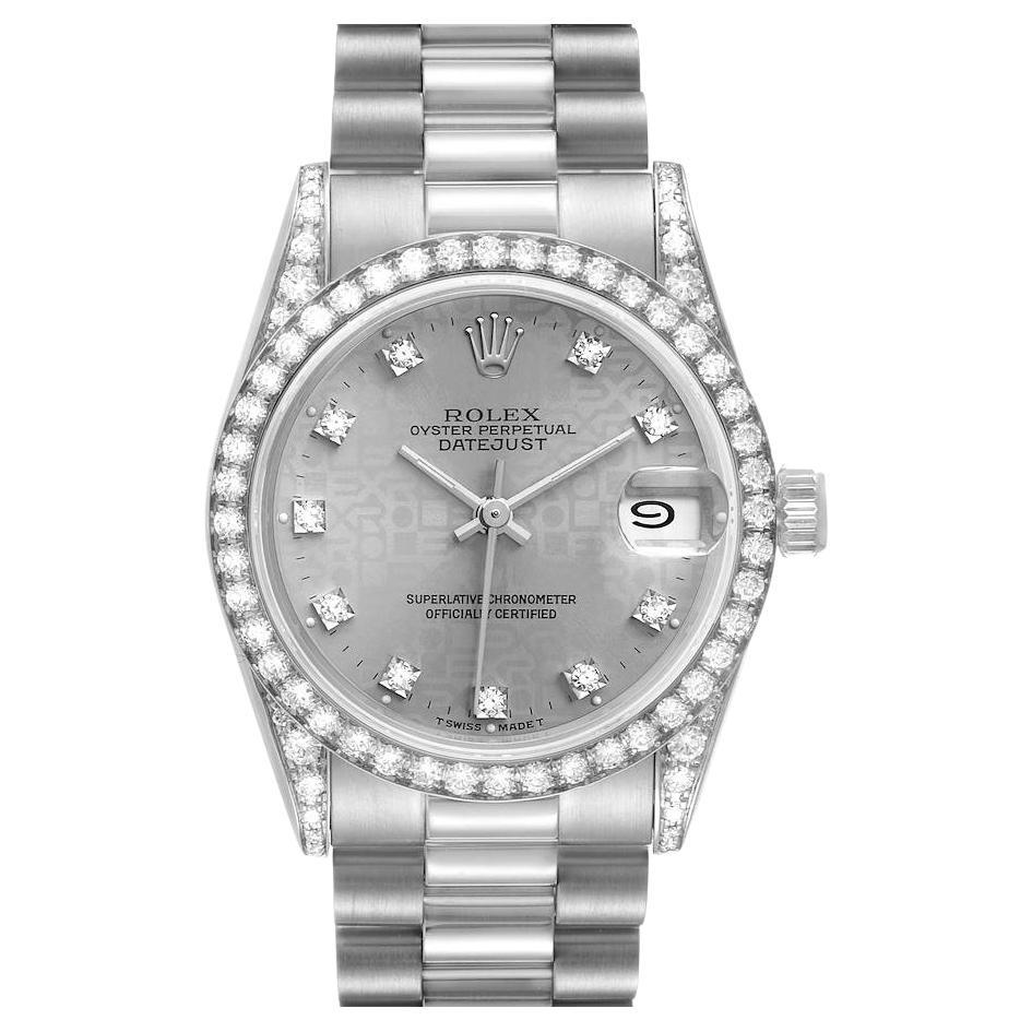 Rolex President Ladies 18 Karat White Gold Diamond Lugs Watch 179159