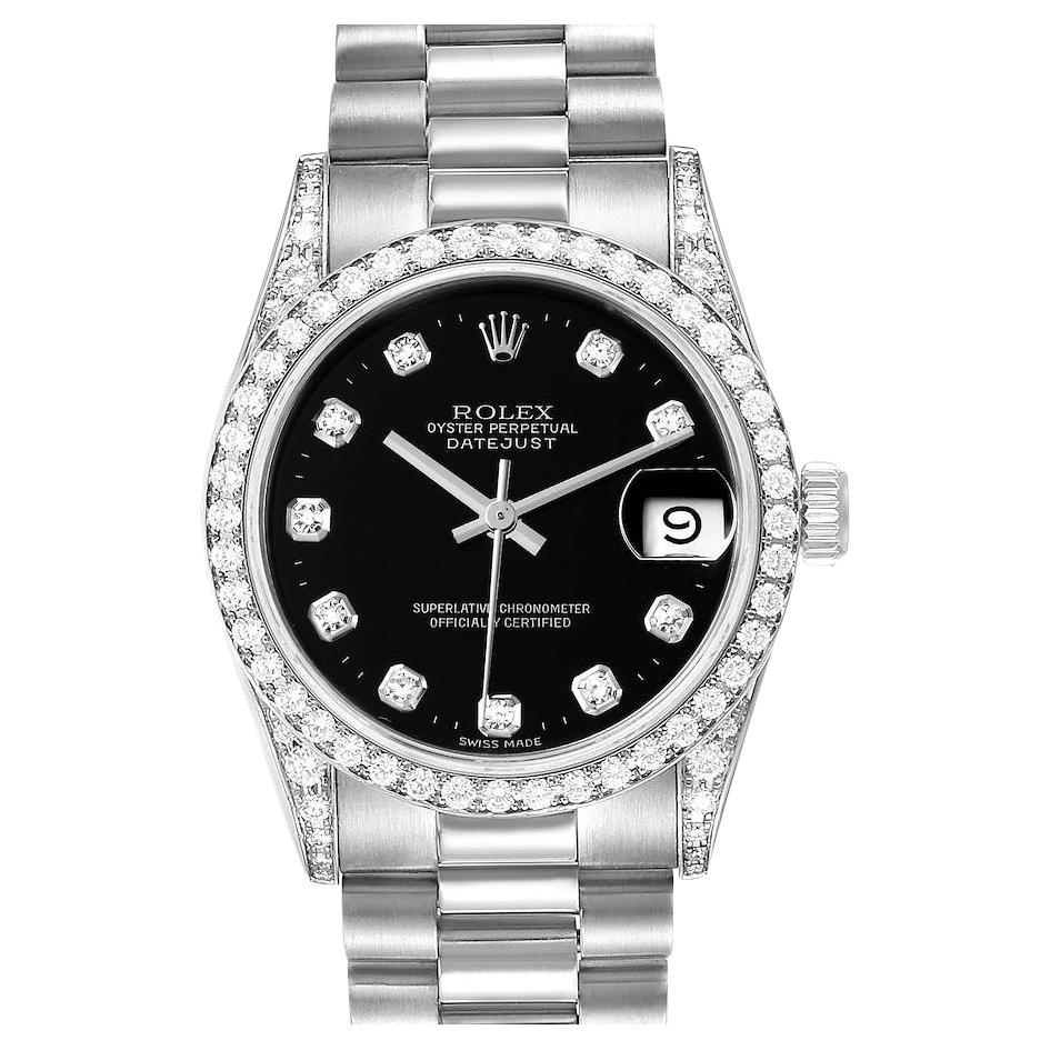 Rolex President Ladies 18 Karat White Gold Diamond Lugs Watch 179159