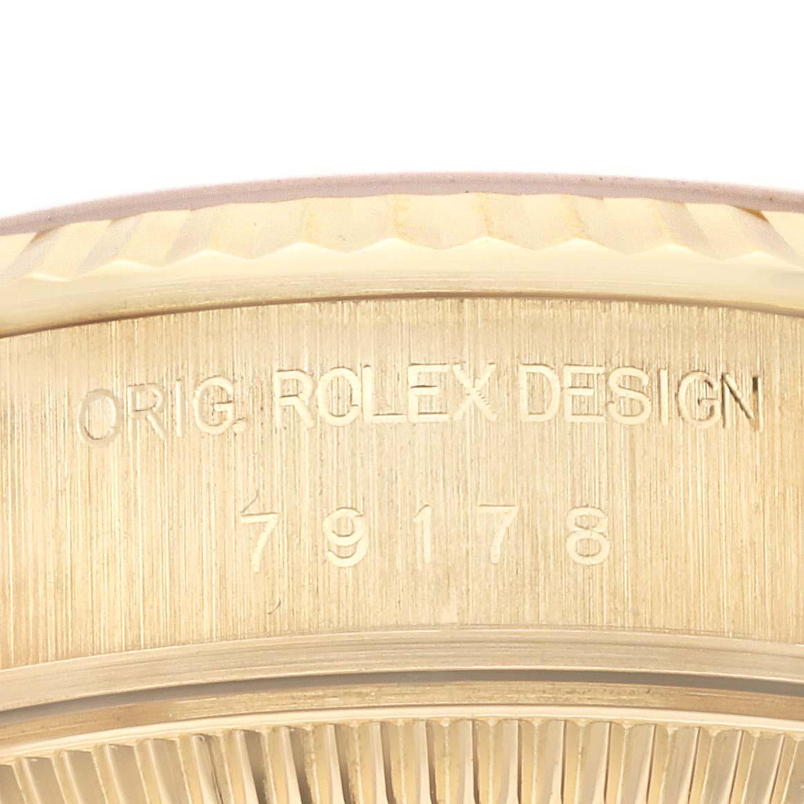 Rolex President Datejust, montre pour femme en or jaune avec cadran en argent et diamants 79178 Pour femmes en vente