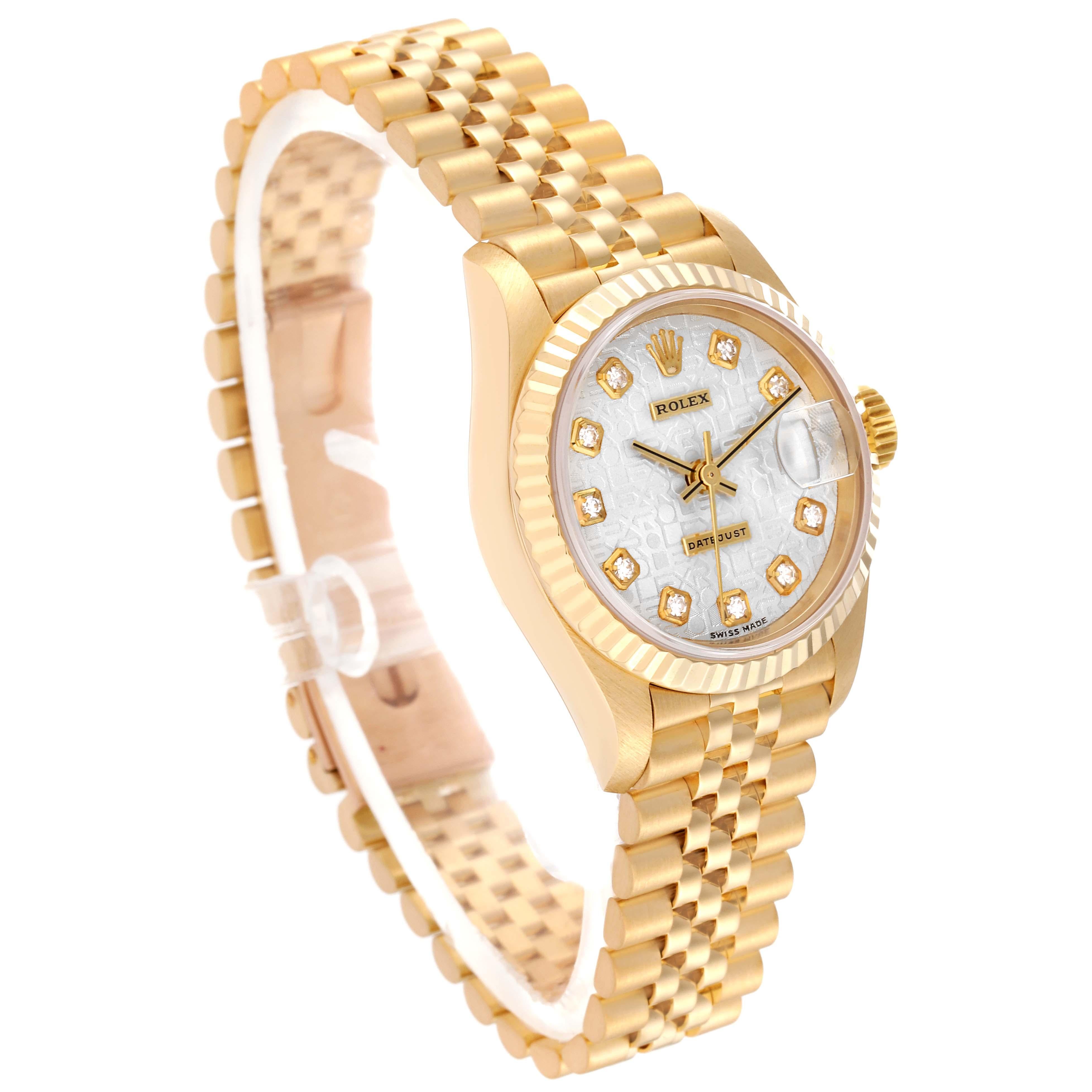 Rolex President Datejust, montre pour femme en or jaune avec cadran en argent et diamants 79178 en vente 1
