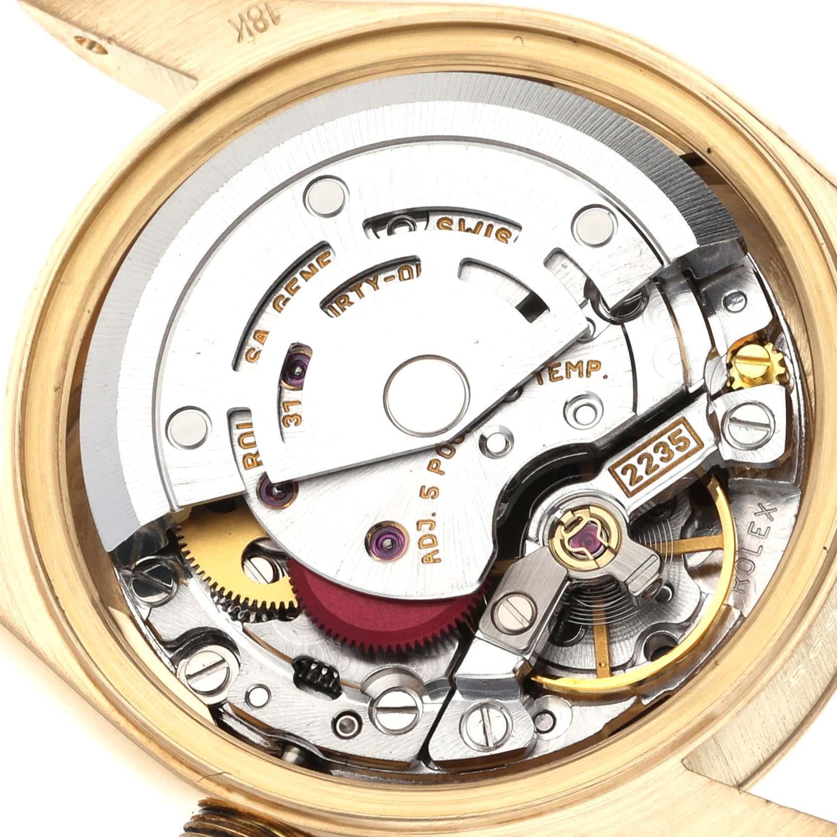 Rolex President Datejust, montre pour femme en or jaune avec cadran en argent et diamants 79178 en vente 2