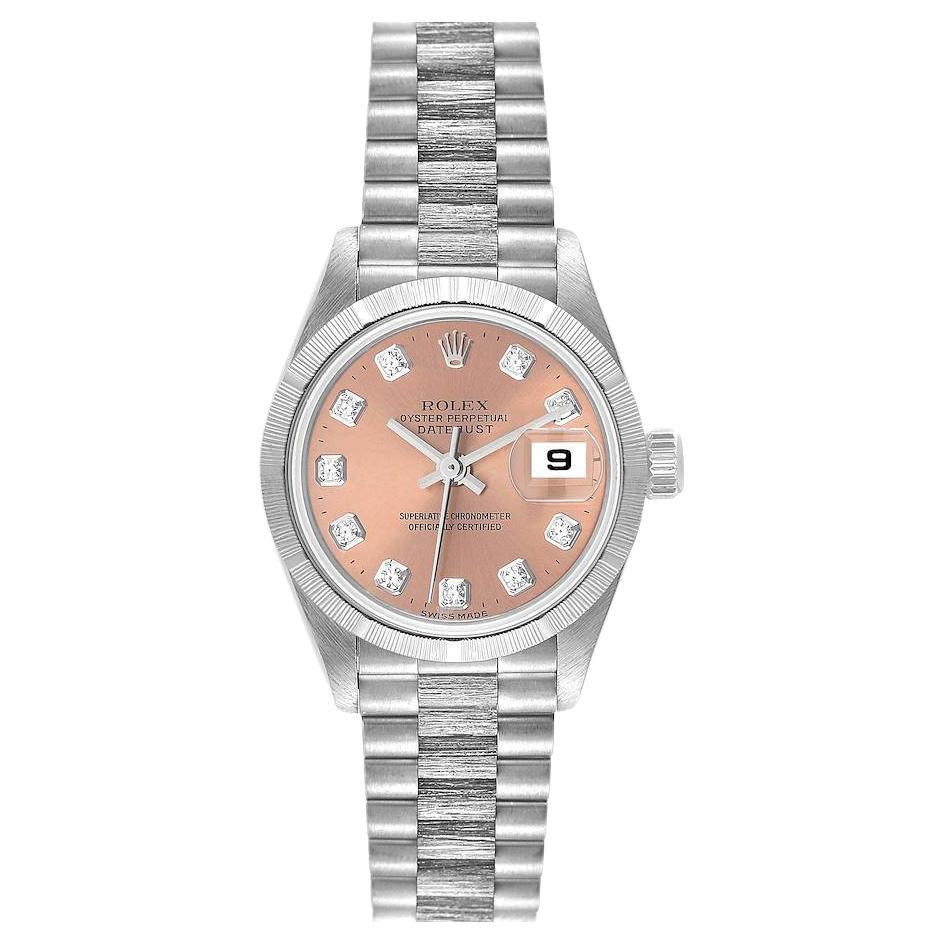Rolex President Datejust White Gold Diamond Dial Ladies Watch 79279 Box Papers For Sale