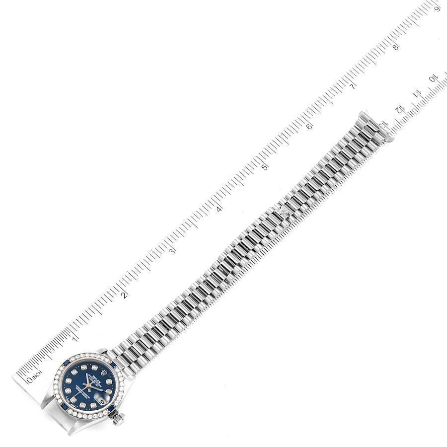 Rolex President Datejust White Gold Diamond Sapphire Ladies Watch 79089 For Sale 6
