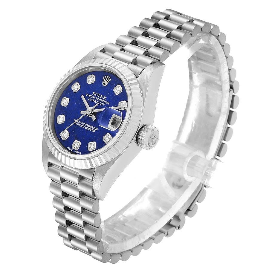 Women's Rolex President Datejust White Gold Lapis Lazuli Diamond Ladies Watch 69179 For Sale