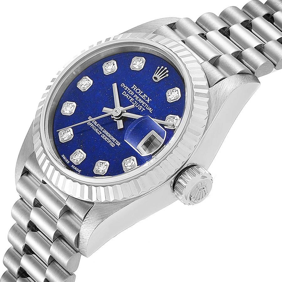Rolex President Datejust White Gold Lapis Lazuli Diamond Ladies Watch 69179 For Sale 1