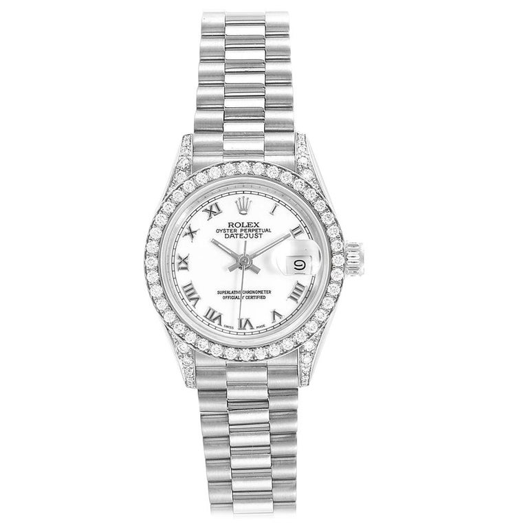 Rolex President Datejust White Gold Diamond Ladies Watch 69159 For Sale