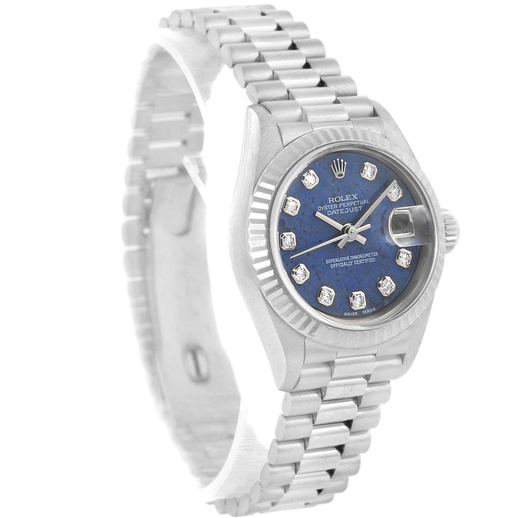 Women's Rolex President Datejust White Gold Sodalite Diamond Ladies Watch 69179 For Sale