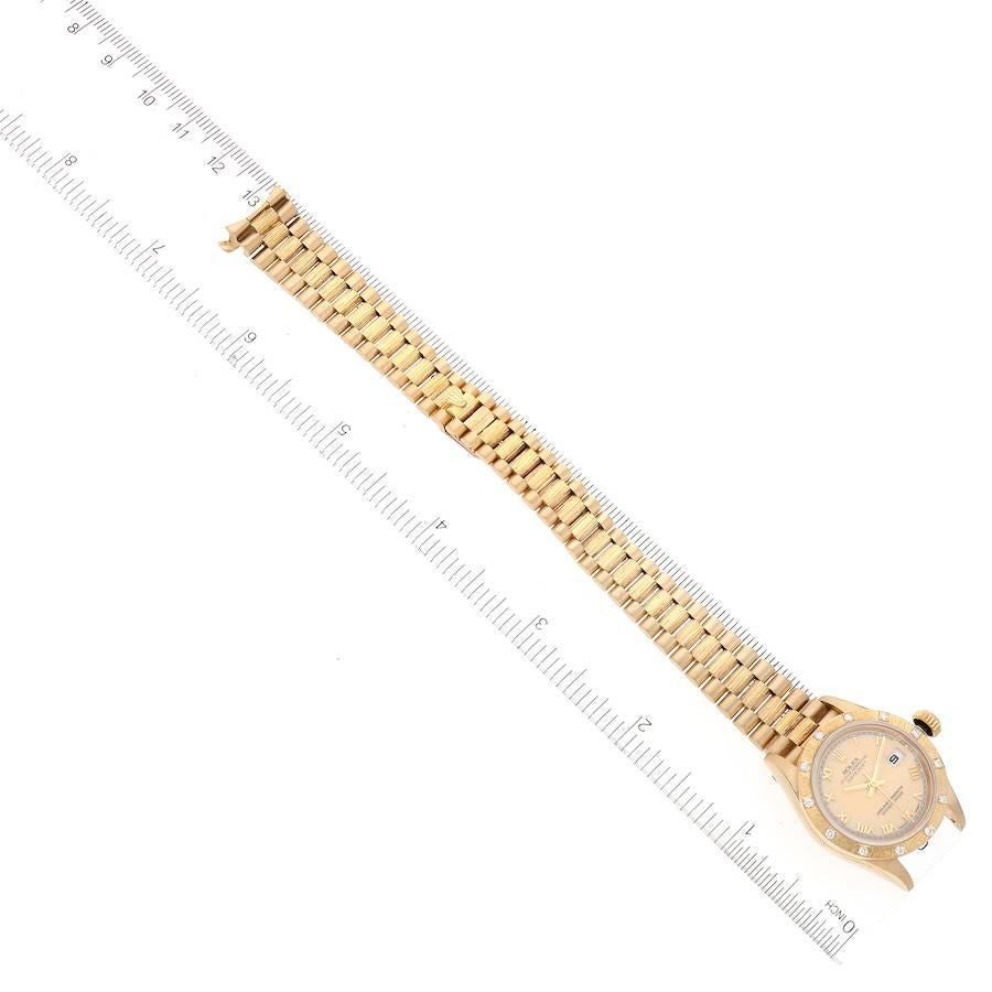 Rolex President Datejust Yellow Gold Bark Finish Ivory Dial Ladies Watch 69288 3