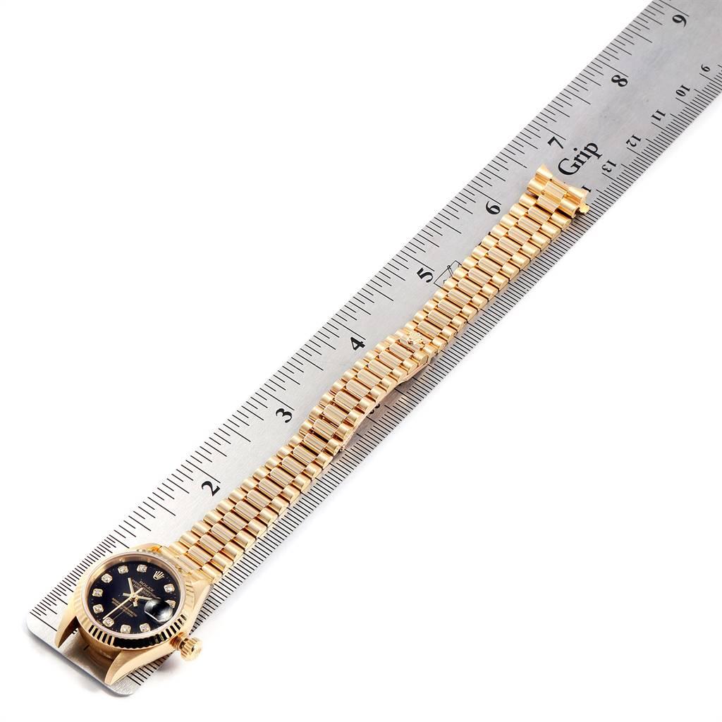 Rolex President Datejust Yellow Gold Black Diamond Dial Ladies Watch 79178 6