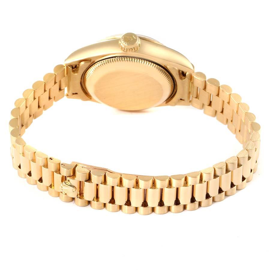 Rolex President Datejust Damenuhr 69178 aus Gelbgold mit schwarzem Onyx-Zifferblatt im Angebot 6