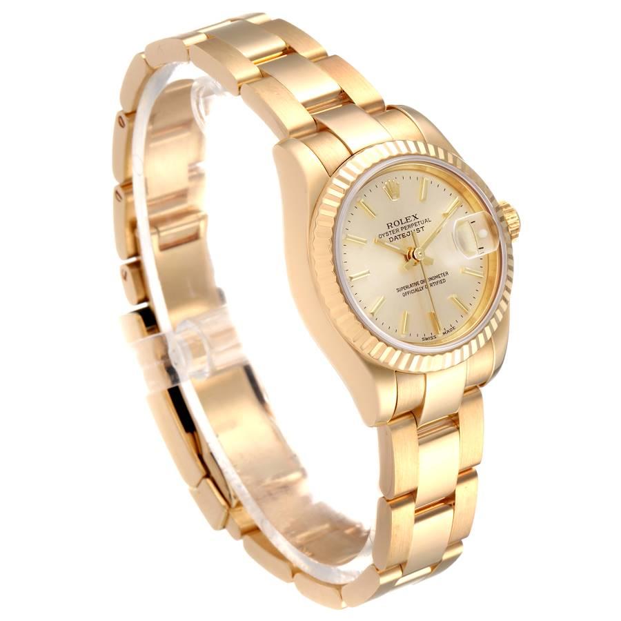 Rolex President Datejust Yellow Gold Champagne Dial Ladies Watch 179178 In Excellent Condition In Atlanta, GA