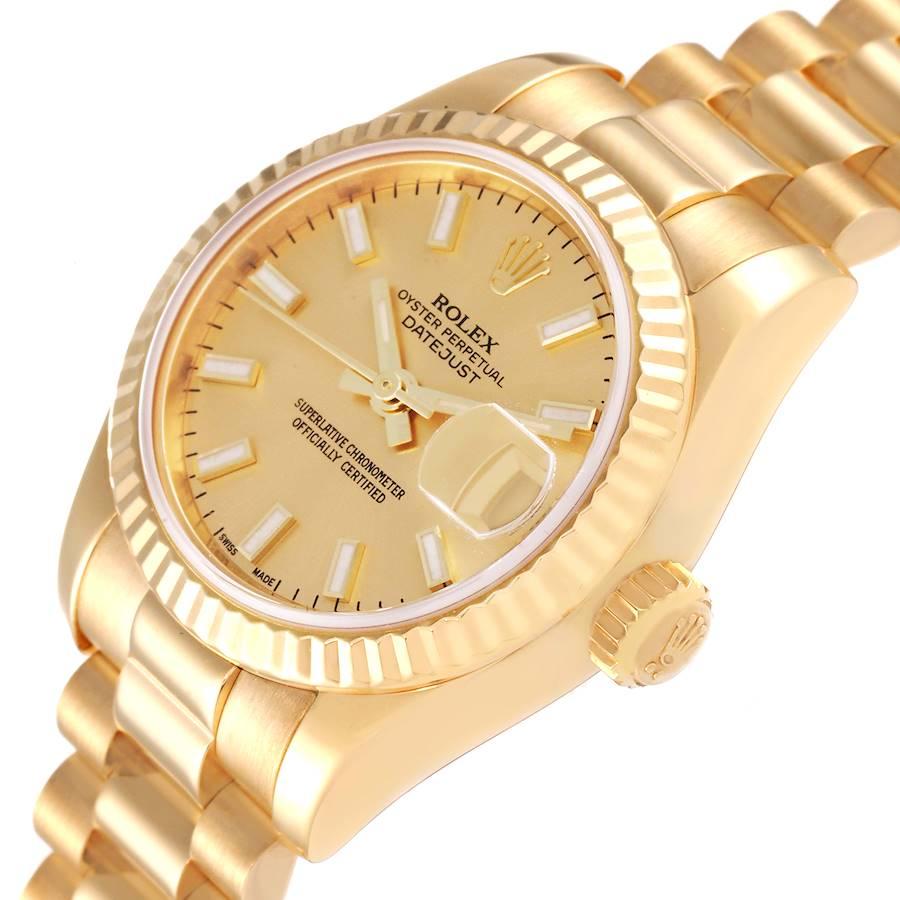 Rolex President Datejust Yellow Gold Champagne Dial Ladies Watch 179178 In Excellent Condition In Atlanta, GA