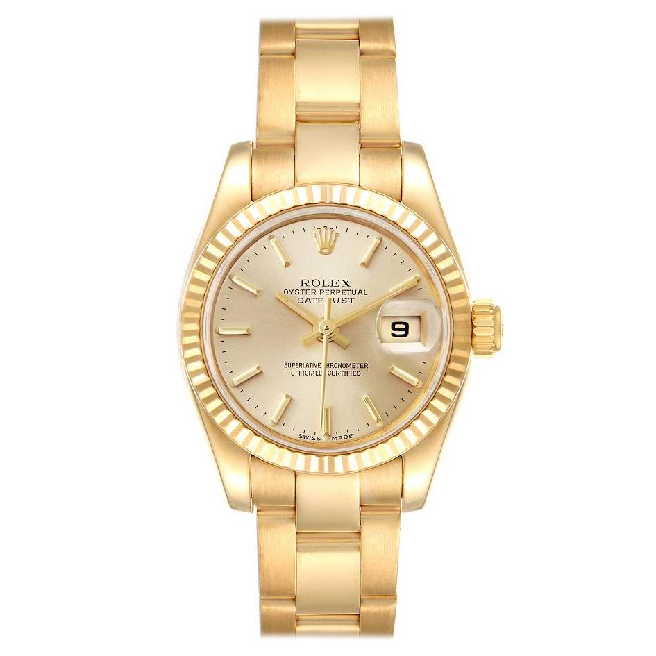 Rolex President Datejust Yellow Gold Champagne Dial Ladies Watch 179178