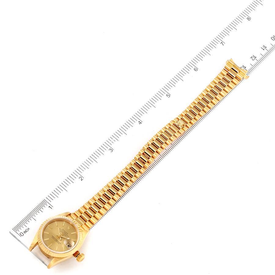 Rolex President Datejust Yellow Gold Champagne Dial Ladies Watch 69178 For Sale 6