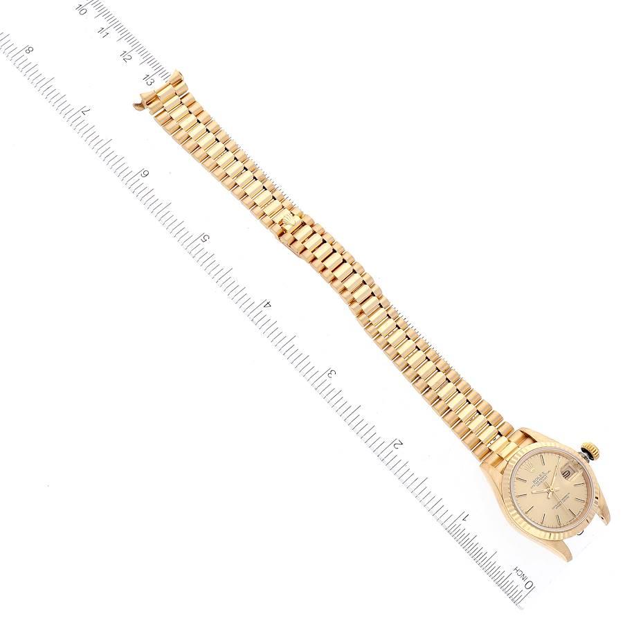 Rolex President Datejust Yellow Gold Champagne Dial Ladies Watch 69178 For Sale 3
