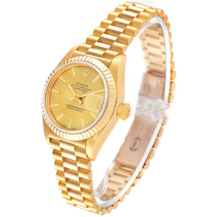 Women's Rolex President Datejust Yellow Gold Champagne Dial Ladies Watch 69178 For Sale