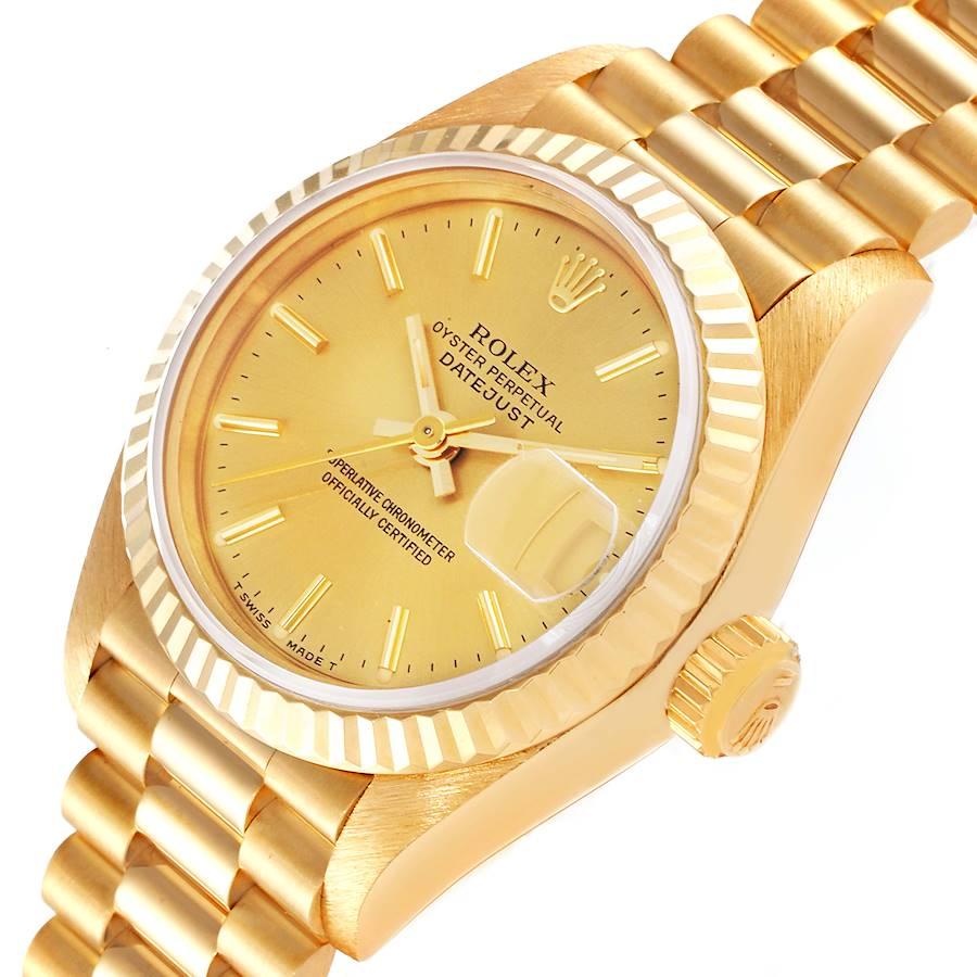 Rolex President Datejust Yellow Gold Champagne Dial Ladies Watch 69178 For Sale 1