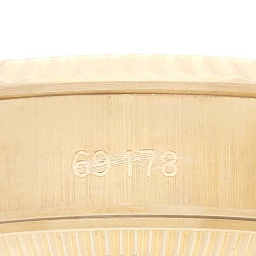 Rolex President Datejust Yellow Gold Champagne Dial Ladies Watch 69178 In Excellent Condition For Sale In Atlanta, GA