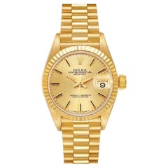 Rolex President Datejust Yellow Gold Champagne Dial Ladies Watch 69178