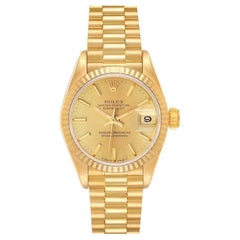 Rolex President Datejust Yellow Gold Champagne Dial Ladies Watch 69178