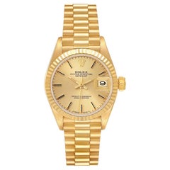 Rolex President Datejust Yellow Gold Champagne Dial Ladies Watch 69178