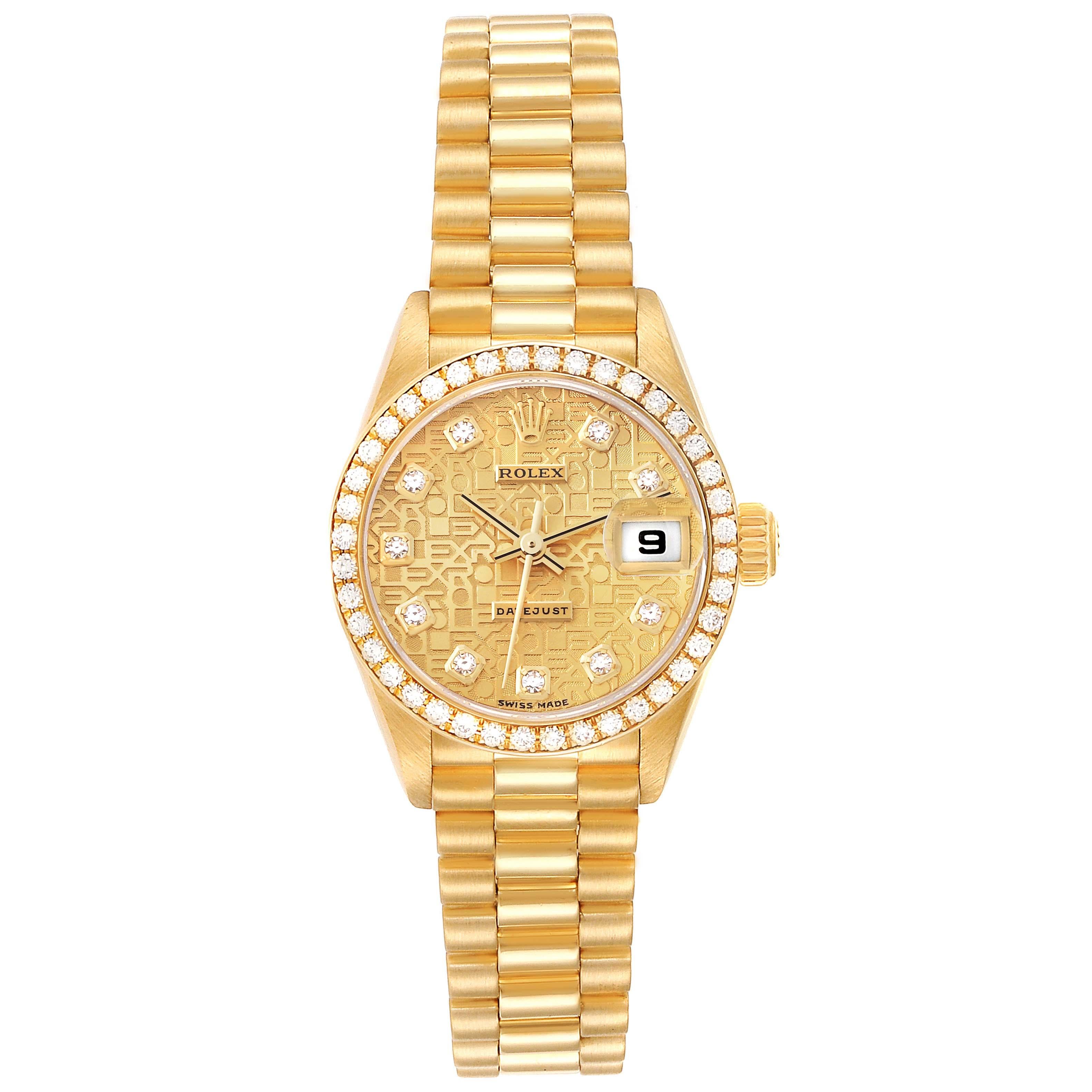 Rolex President Datejust Yellow Gold Diamond Anniversary Dial Ladies Watch 79138 In Excellent Condition In Atlanta, GA