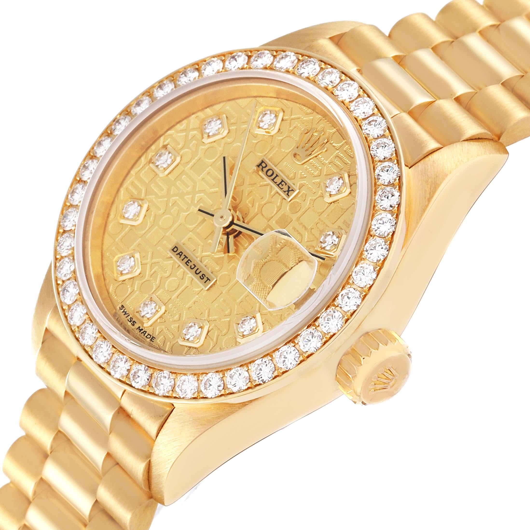 Rolex President Datejust Yellow Gold Diamond Anniversary Dial Ladies Watch 79138 1