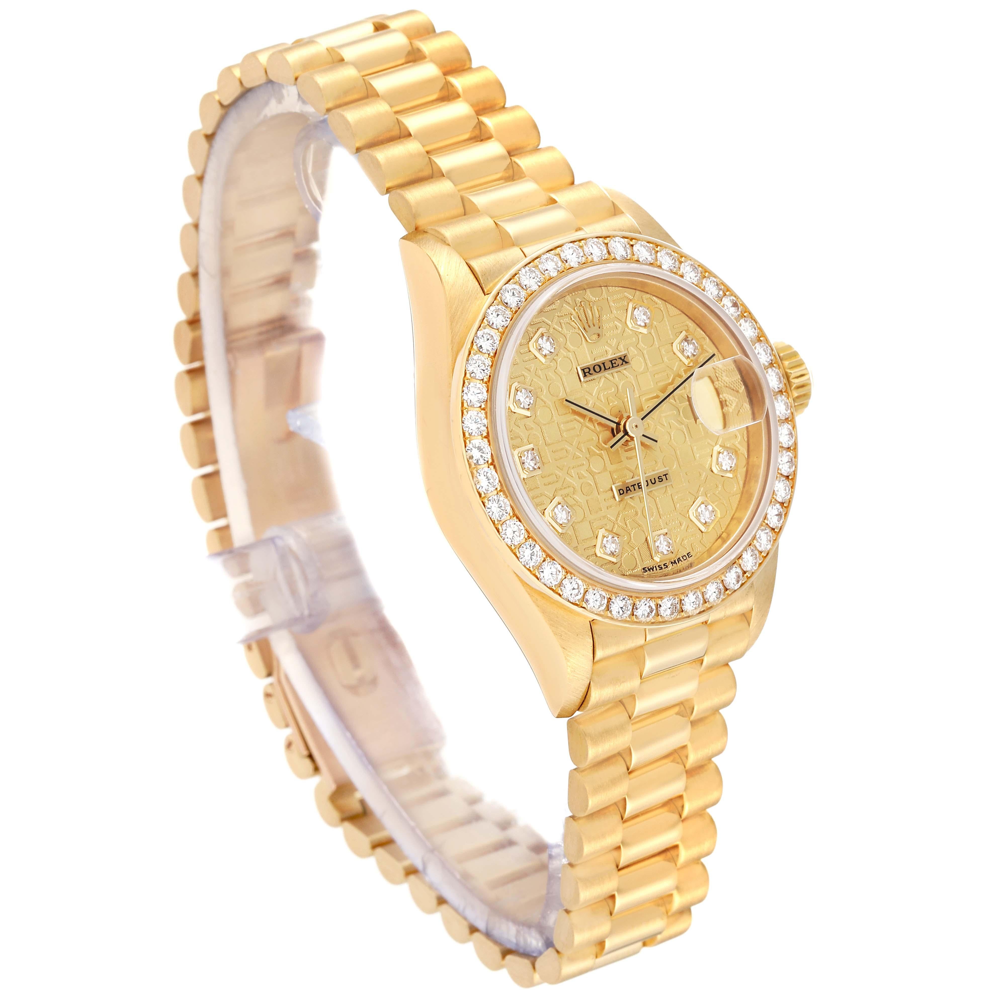 Rolex President Datejust Yellow Gold Diamond Anniversary Dial Ladies Watch 79138 3