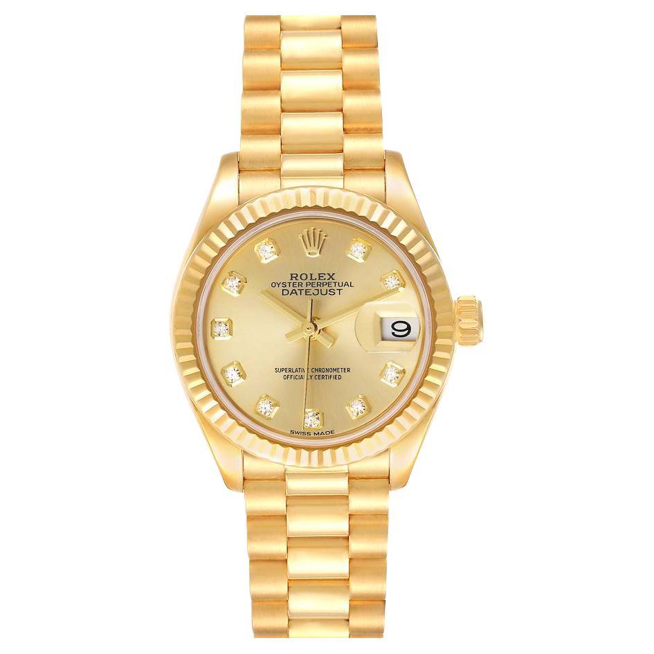 Rolex President Datejust Yellow Gold Diamond Dial Ladies Watch 279178 For Sale