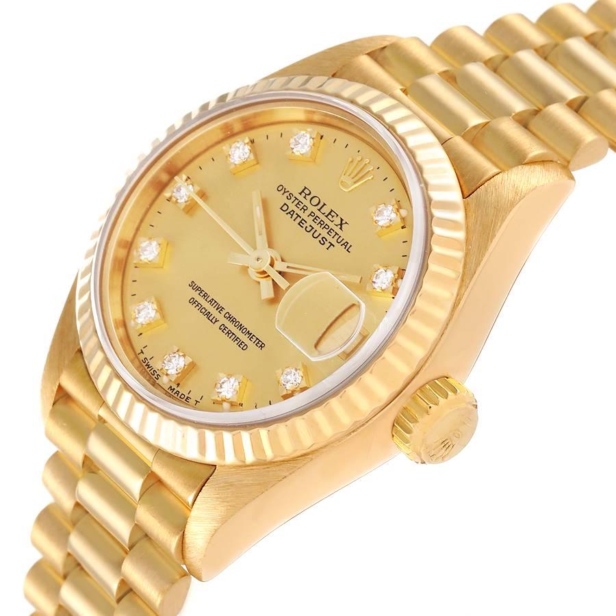 Rolex President Datejust Yellow Gold Diamond Dial Ladies Watch 69178 Box Papers 1