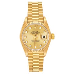 Rolex President Datejust Yellow Gold Diamond Dial Ladies Watch 69178 Box Papers