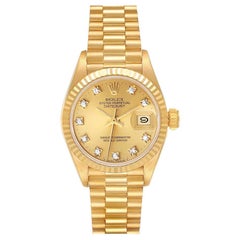 Rolex President Datejust Yellow Gold Diamond Dial Ladies Watch 69178 Box Papers