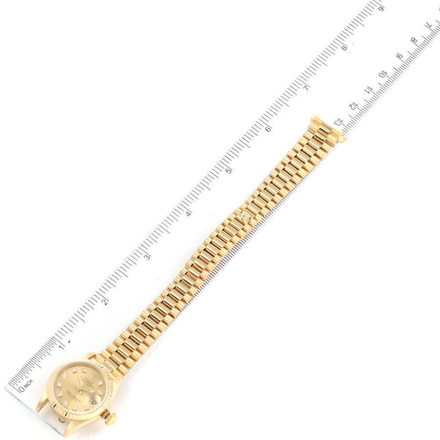 Rolex President Datejust Yellow Gold Diamond Dial Ladies Watch 69178 For Sale 6
