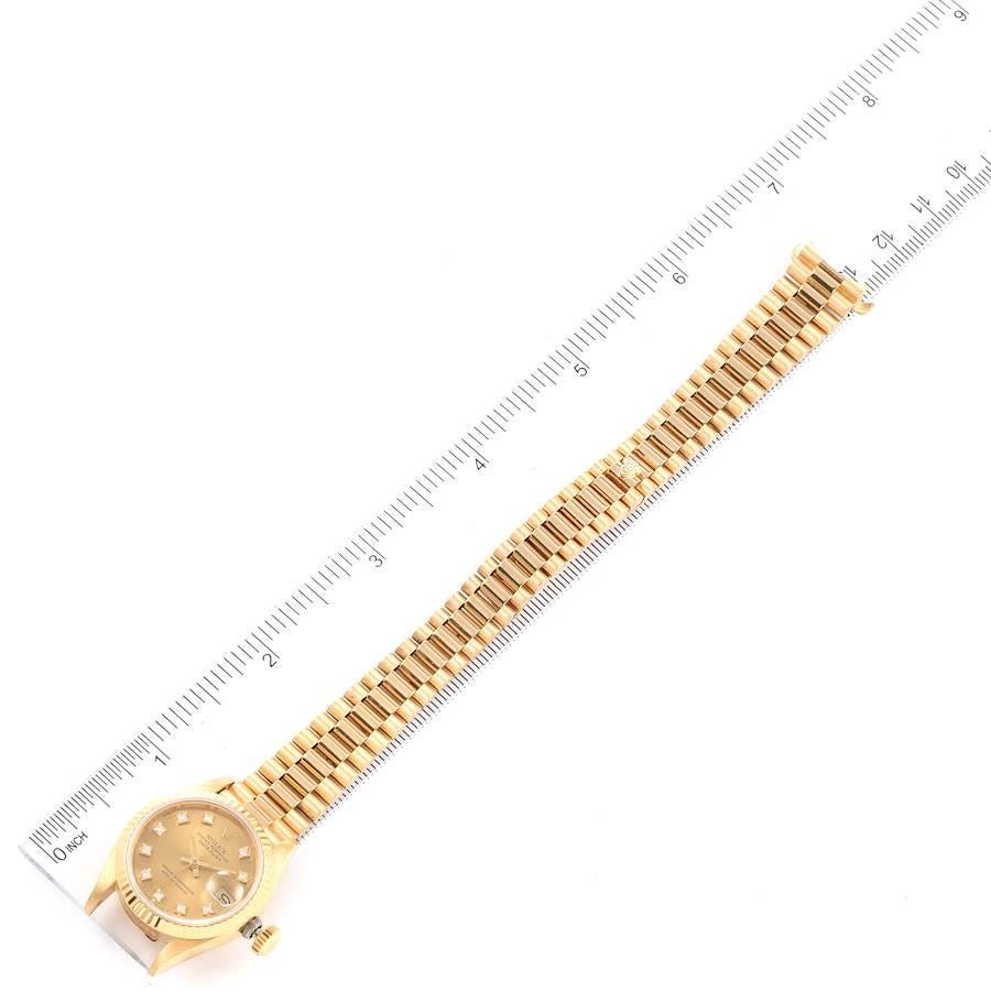 Rolex President Datejust Yellow Gold Diamond Dial Ladies Watch 69178 For Sale 6
