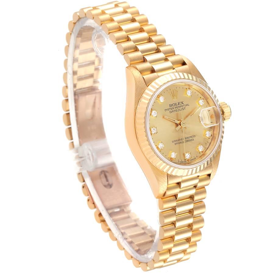 Rolex President Datejust Yellow Gold Diamond Dial Ladies Watch 69178 In Good Condition For Sale In Atlanta, GA