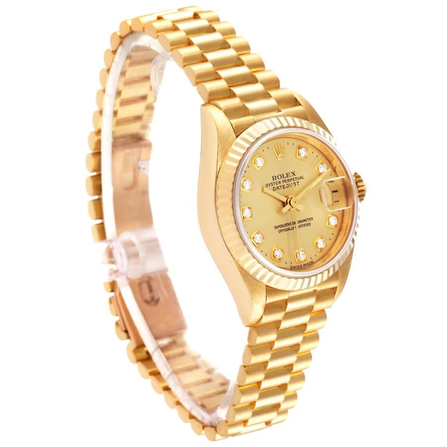 Rolex President Datejust Yellow Gold Diamond Dial Ladies Watch 69178 In Excellent Condition In Atlanta, GA