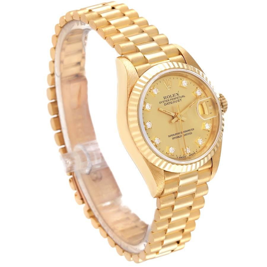 Rolex President Datejust Yellow Gold Diamond Dial Ladies Watch 69178 In Good Condition In Atlanta, GA