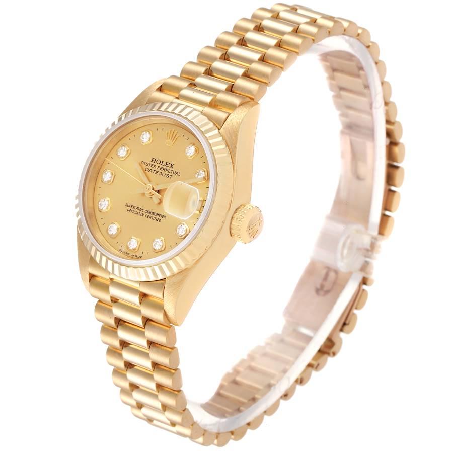 Rolex President Datejust Yellow Gold Diamond Dial Ladies Watch 69178 In Good Condition In Atlanta, GA