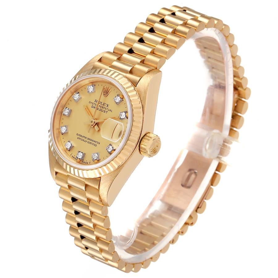 Women's Rolex President Datejust Yellow Gold Diamond Dial Ladies Watch 69178 For Sale