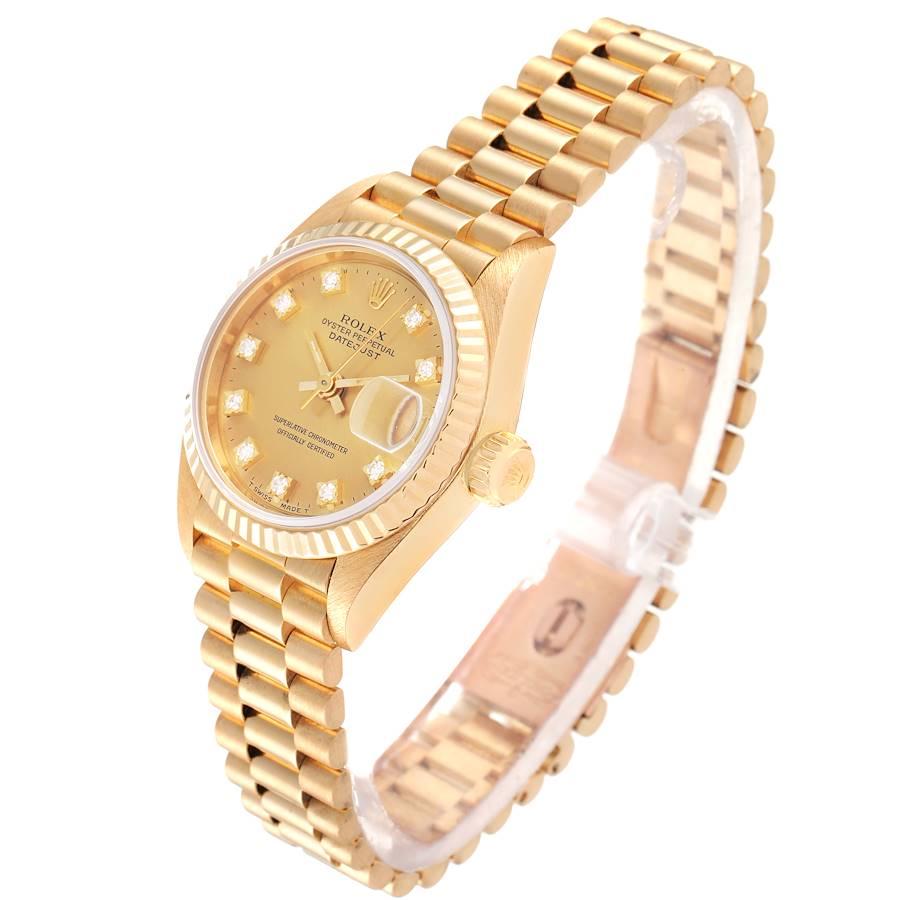 Women's Rolex President Datejust Yellow Gold Diamond Dial Ladies Watch 69178 For Sale