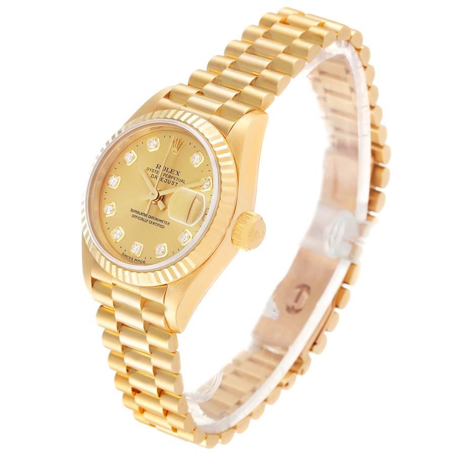 Rolex President Datejust Yellow Gold Diamond Dial Ladies Watch 69178 In Excellent Condition In Atlanta, GA